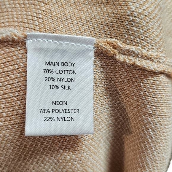 WISPR By Brodie Sweater Cotton Silk Blend Tan Gingham Long Sleeve Crew Neck L - Picture 10 of 11